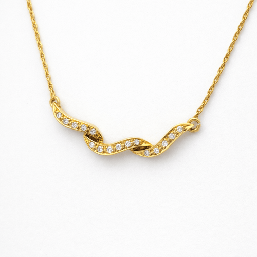 Collier Collier - Motif ondulé en or jaune 18 carats et diamants 58 Facettes 35306