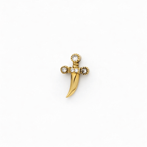 Boucles d'oreilles Maria Tash Trinity Hilt Dagger - Boucle d’oreille en or jaune 18 carats et diamants 58 Facettes 35347