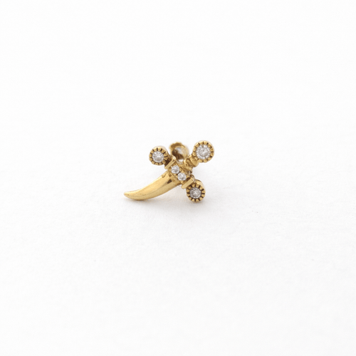 Boucles d'oreilles Maria Tash Trinity Hilt Dagger - Boucle d’oreille en or jaune 18 carats et diamants 58 Facettes 35347