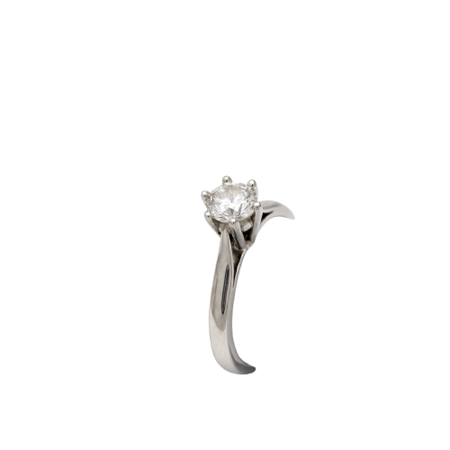 Bague 51 Bague solitaire en or blanc 18 carats et diamant taille brillant 58 Facettes 35216