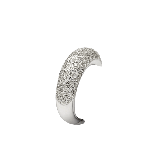 Bague 49 Alliance demi-jonc pavée de diamants en or blanc 18 carats 58 Facettes 35222