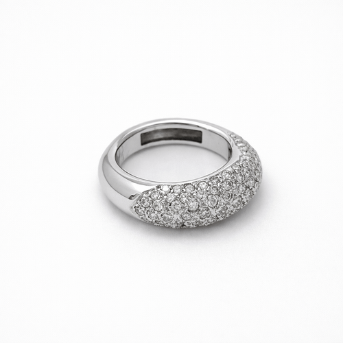 Bague 49 Alliance demi-jonc pavée de diamants en or blanc 18 carats 58 Facettes 35222