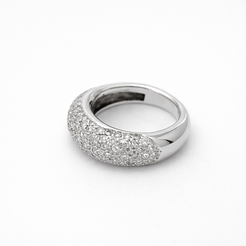 Bague 49 Alliance demi-jonc pavée de diamants en or blanc 18 carats 58 Facettes 35222