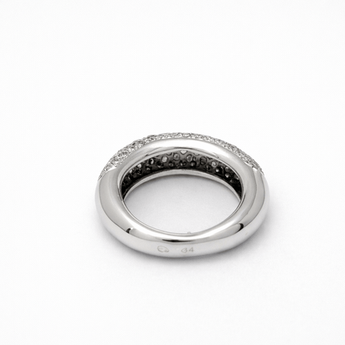 Bague 49 Alliance demi-jonc pavée de diamants en or blanc 18 carats 58 Facettes 35222