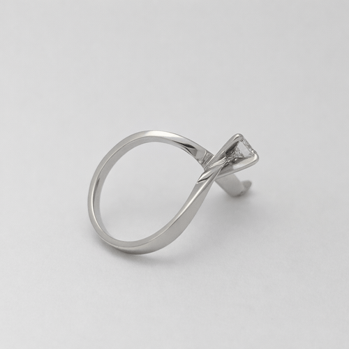 Bague 51 Bague solitaire contemporaine en or blanc 18 carats et diamants 58 Facettes 35218