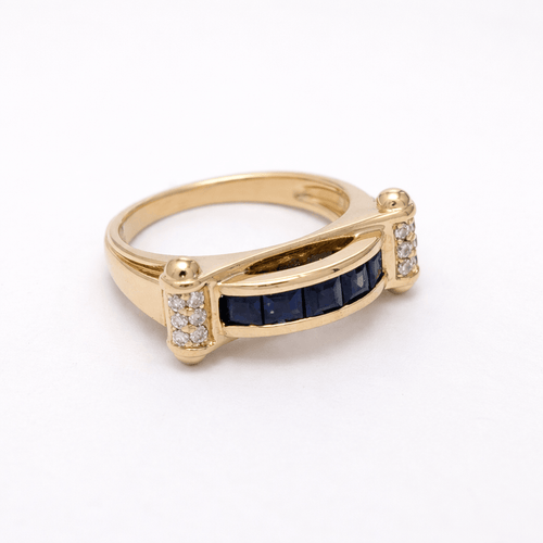 Bague 53 Bague jonc architecturée en or jaune 18 carats, saphirs et diamants 58 Facettes 35210