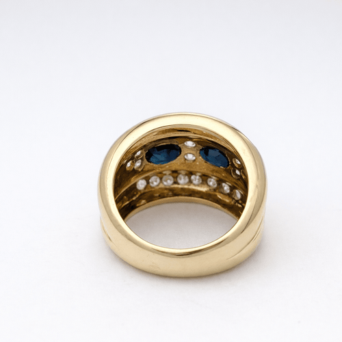 Bague 54 Bague godronnée en or jaune 18 carats, saphirs et diamants 58 Facettes 35153