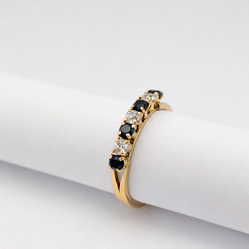 Bague 53 Bague demi-alliance en or jaune 18 carats, saphirs et diamants 58 Facettes 35145