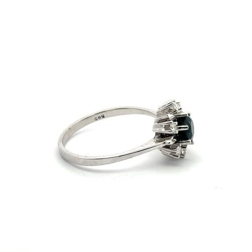 Bague Bague florale en or blanc 14K avec saphir et diamants 58 Facettes 50438
