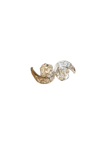 Bague 61 Bague Toi et Moi en or blanc 18 carats et platine avec diamants 58 Facettes vous et moi