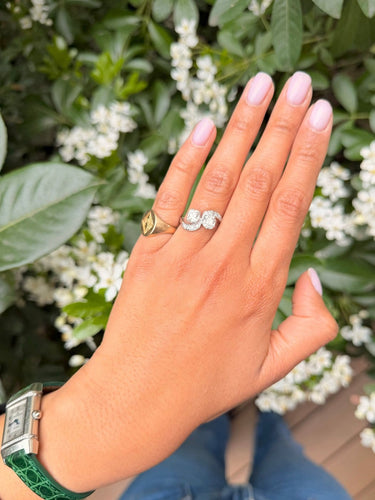 Bague 61 Bague Toi et Moi en or blanc 18 carats et platine avec diamants 58 Facettes vous et moi