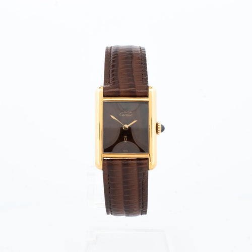 Montre Cartier Tank Must - Montre SM en vermeil, cadran œil de tigre 58 Facettes 1