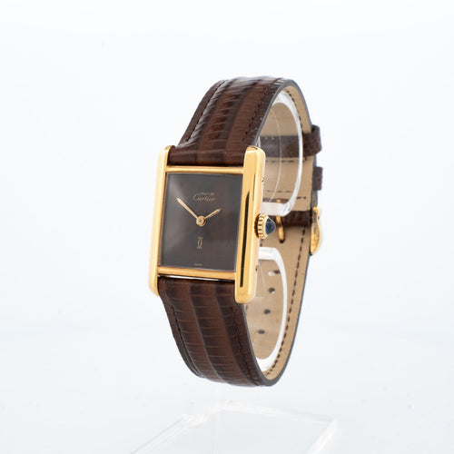 Montre Cartier Tank Must - Montre SM en vermeil, cadran œil de tigre 58 Facettes 1