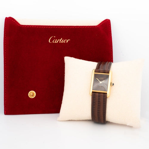 Montre Cartier Tank Must - Montre SM en vermeil, cadran œil de tigre 58 Facettes 1