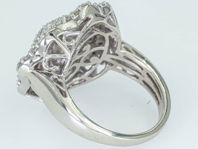 Bague 56 Bague entourage - Or blanc 14 ct et diamants naturels 1,92 ct 58 Facettes W102