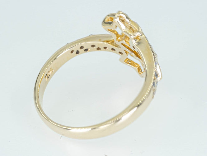 Bague Bague étoile - Bague entourage en or jaune 14 ct et diamants 58 Facettes AR55