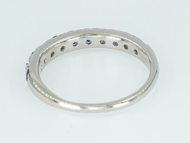 Bague 55 Bague entourage - Or blanc 14 ct avec diamants et saphir naturels 58 Facettes AR55