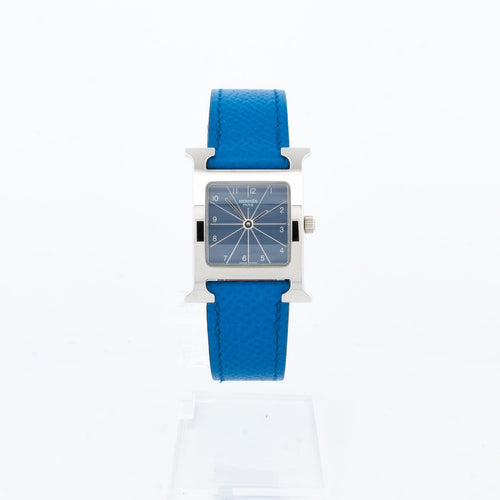 Montre Hermès Heure H - Montre SM en acier, cadran bleu arabe 58 Facettes 1