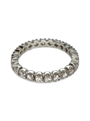 Bague 53 Alliance tour complet en or blanc 18K et diamants 0,70 ct 58 Facettes 1765