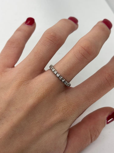 Bague 53 Alliance tour complet en or blanc 18K et diamants 0,70 ct 58 Facettes 1765