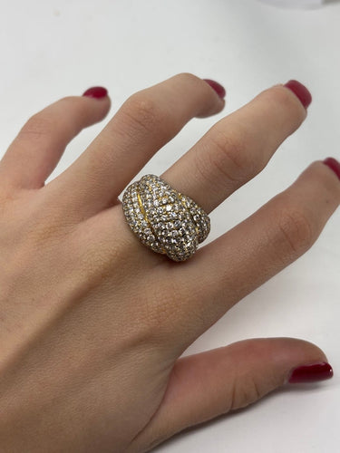 Bague 56 Bague en or jaune 18K sertie de diamants 5,16 ct 58 Facettes 1794