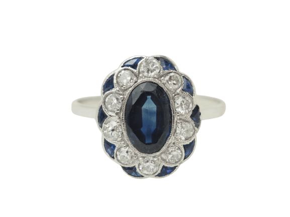 Bague 62 Pompadour - Bague saphir et diamants en or blanc 58 Facettes 33680