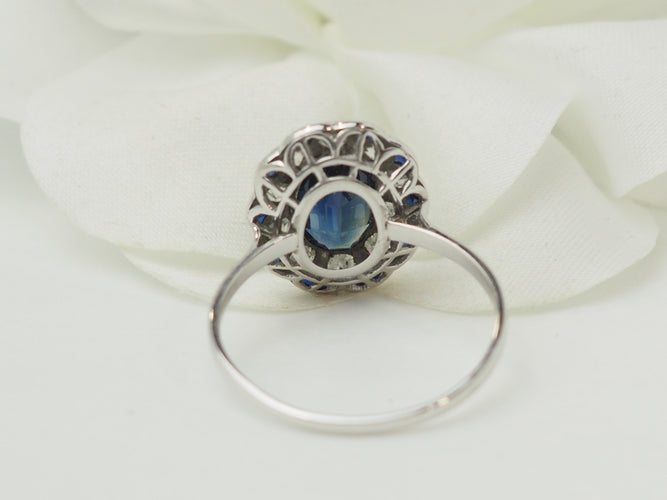 Bague 62 Bague Pompadour - Saphir 1,80 ct et diamants en or blanc 18 K 58 Facettes 33680