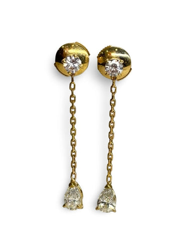 Boucles d'oreilles Boucles d’oreilles pendantes en or jaune 18K et diamants 0,94 ct 58 Facettes 1749