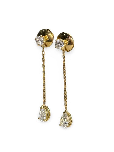 Boucles d'oreilles Boucles d’oreilles pendantes en or jaune 18K et diamants 0,94 ct 58 Facettes 1749