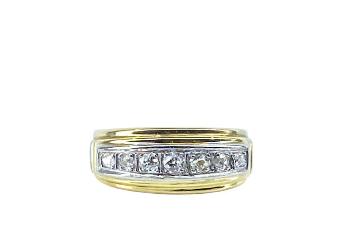 Bague 56 Bague jonc - Ligne de diamants taille ancienne en or 18 carats 58 Facettes AB698