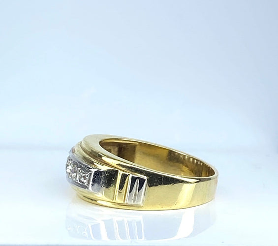 Bague 56 Bague jonc - Ligne de diamants taille ancienne en or 18 carats 58 Facettes AB698