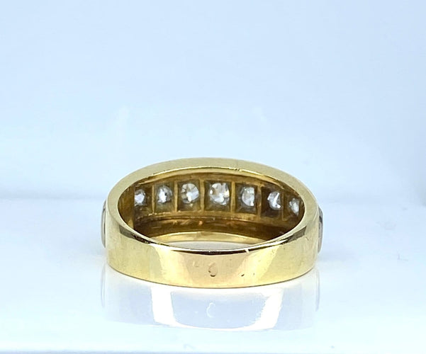 Bague 56 Bague jonc - Ligne de diamants taille ancienne en or 18 carats 58 Facettes AB698