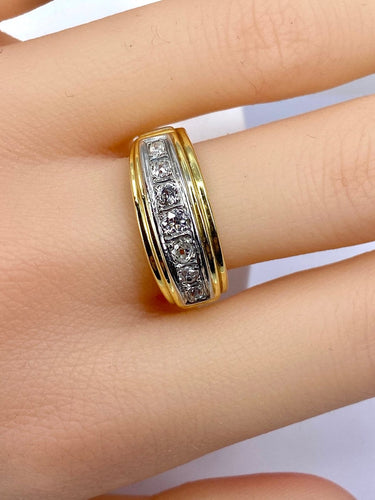Bague 56 Bague jonc - Ligne de diamants taille ancienne en or 18 carats 58 Facettes AB698