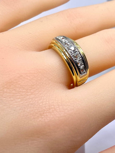 Bague 56 Bague jonc - Ligne de diamants taille ancienne en or 18 carats 58 Facettes AB698