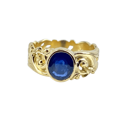 Bague 55 Bague en or jaune 18 carats avec saphir 58 Facettes AB701