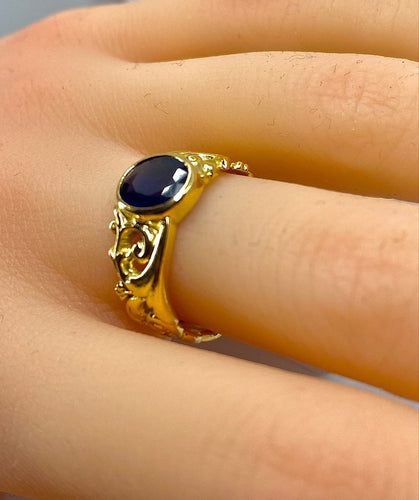 Bague 55 Bague en or jaune 18 carats avec saphir 58 Facettes AB701