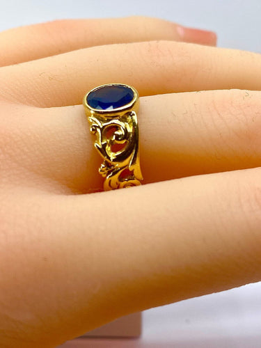 Bague 55 Bague en or jaune 18 carats avec saphir 58 Facettes AB701
