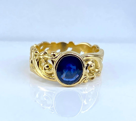 Bague 55 Bague en or jaune 18 carats avec saphir 58 Facettes AB701