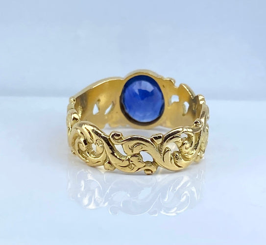 Bague 55 Bague en or jaune 18 carats avec saphir 58 Facettes AB701