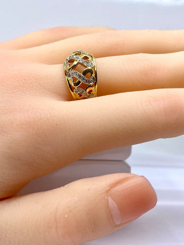Bague 52 Bague jonc cœurs en or jaune 18 carats et diamants 58 Facettes AB702