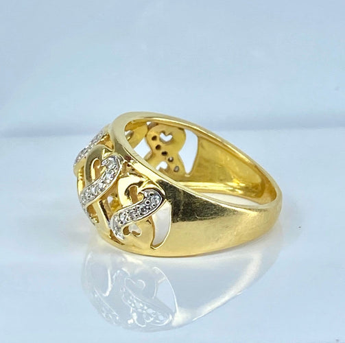 Bague 52 Bague jonc cœurs en or jaune 18 carats et diamants 58 Facettes AB702