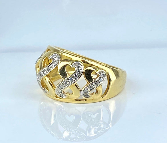 Bague 52 Bague jonc cœurs en or jaune 18 carats et diamants 58 Facettes AB702