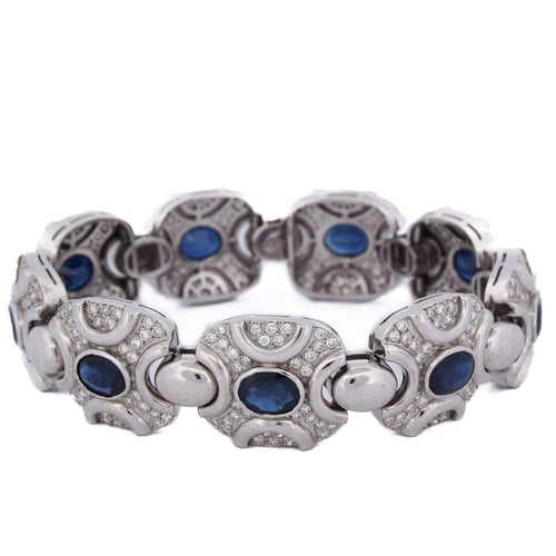 Bracelet Bracelet vintage - en or blanc 18 ct avec saphirs et diamants 58 Facettes BR6 (00979)