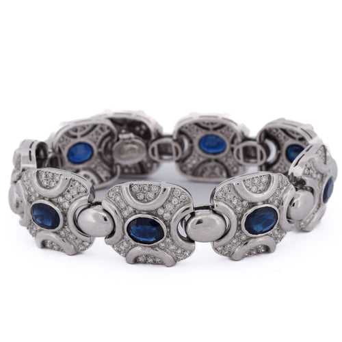 Bracelet Bracelet vintage - en or blanc 18 ct avec saphirs et diamants 58 Facettes BR6 (00979)