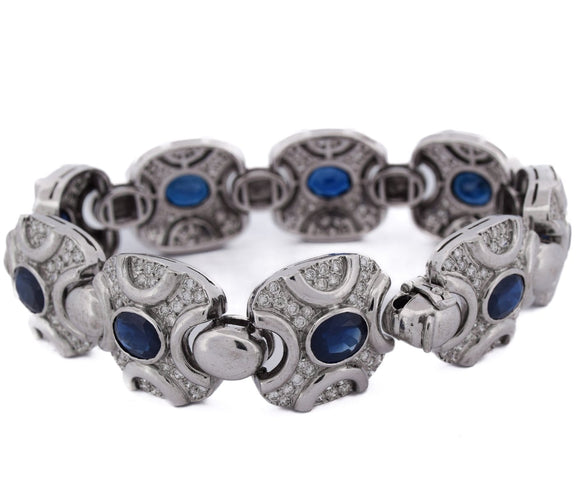 Bracelet Bracelet vintage - en or blanc 18 ct avec saphirs et diamants 58 Facettes BR6 (00979)