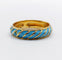 Bague 56 Bague jonc vintage - motifs cannelés en or jaune 18k et émail bleu ciel 58 Facettes A06938