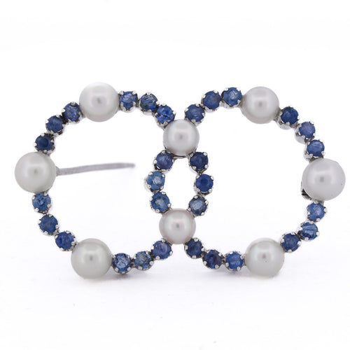 Broche Spilla vintage - Broche en or blanc 18 kt perles et saphirs 58 Facettes SP12 '(5839)
