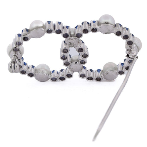 Broche Spilla vintage - Broche en or blanc 18 kt perles et saphirs 58 Facettes SP12 '(5839)