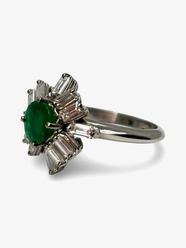 Bague 53 Bague en or blanc 18K avec émeraude 1 ct et diamants 0,60 ct 58 Facettes 1776