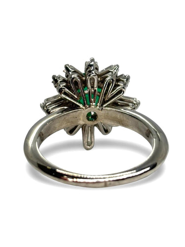 Bague 53 Bague en or blanc 18K avec émeraude 1 ct et diamants 0,60 ct 58 Facettes 1776